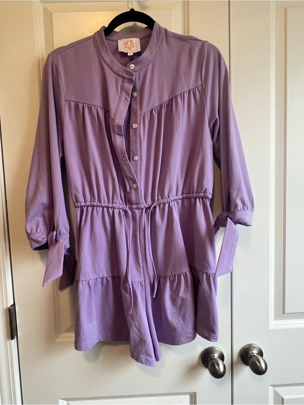 Lilac Tiered Button-Front Women's Romper